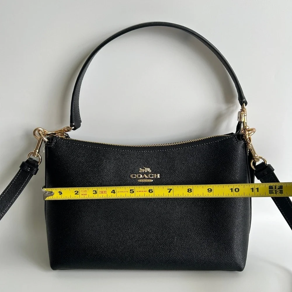 Coach Clara Black Crossgrain Leather Shoulder Bag CE584 NWT